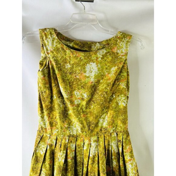 VTG 50s Handmade Floral Pleated House Hostess Dress Womens Small - Picture 6 of 6